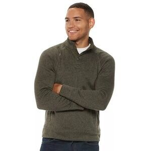 Sonoma Goods For Life Mens XXLarge Pullover Olive Green 3 Button Mock Neck